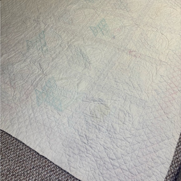 Vintage Patchwork Quilt Flower Basket With Shams 78x79 Appliqué Quilted - Picture 14 of 16